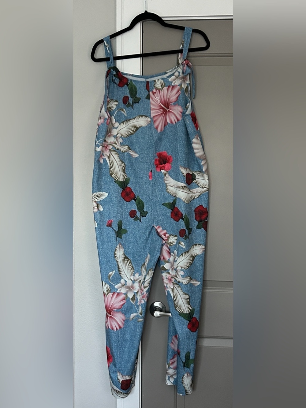 Floral Print Denim-Look Lounger/Jumpsuit